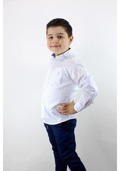 Doctor Junior Erkek Çocuk Desenli Uzun Kol Spor Gömlek Mavi