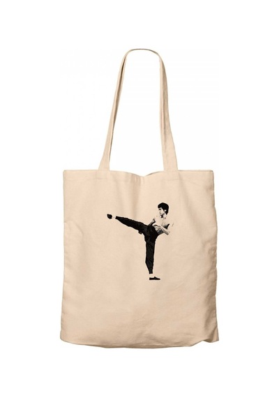 Bruce Lee Kick Deffense Krem Kanvas Bez Çanta Krem