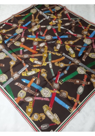 Armine 90x90 Acı Kahve Saat Desenli Tivil İpek Eşarp E24ya9141d02-85