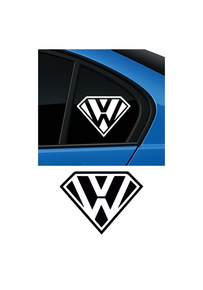 Volkswagen Superman Sticker, Volkswagen Sticker, Oto Sticker 25x20 Cm