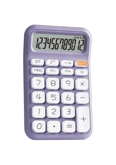 Pm-25411 Mor 12 Haneli Hesap Makinesi Beyaz - Çok Renkli