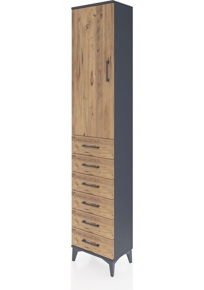 Arges Dolap 2 Raflı 6 Çekmeceli Tek Askılı 44x30x221 Antrasit-çam Antrasit