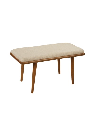 Ganni Home Oslo Bench Krem Ceviz Gürgen İskeletli, Döşemeli Modern Yemek Odası Bench Krem - Ceviz