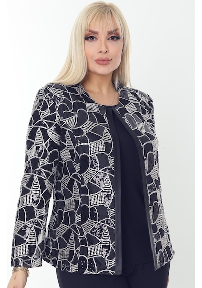 Ladies First Büyük Beden 3784 Lacivert Ceket+bluz Takım 001