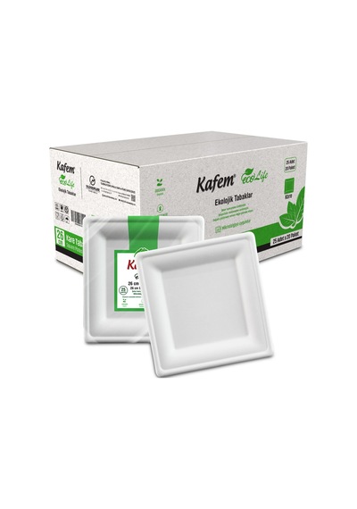 Kafem Ekolojik Kare Tabak 26 Cm 25 Li X 20 Paket Koli