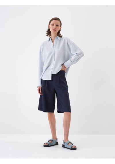 Xint Lacivert %100 Keten Oversize Şort 275434 Xint Lacivert %100 Keten Oversize Şort 275434