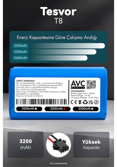 Tesvor T8 3200mah Robot Süpürge Bataryası D.k