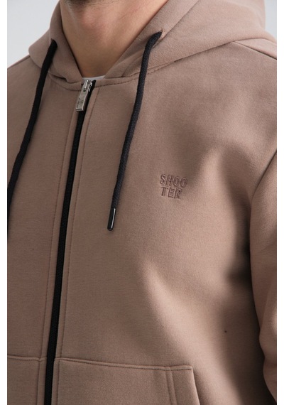 Shooter Sportswear Shooter Erkek Kışlık Eşofman Takımı Luxe Regular Kapüşonlu Vizon