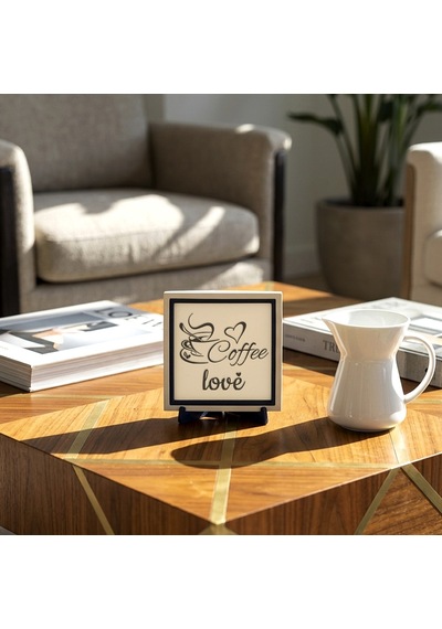 Coffee Love Simgeli Dekoratif Obje, Ev Ve Ofisiniz İçin Estetik Bir Tasarım 10x10 Cm