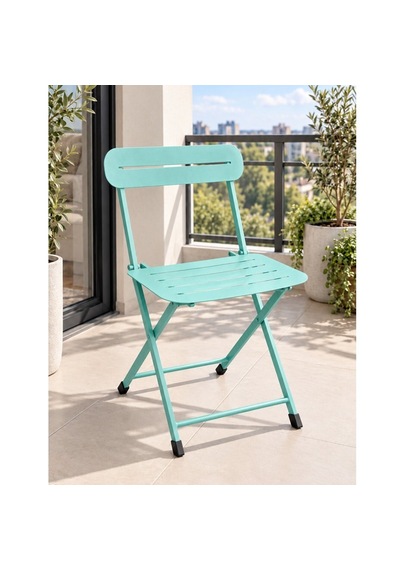 Katlanır Metal Balkon Bahçe Sandalyesi Bistro Sandalye Tekli Mint Yeşili 1642 Turkuaz