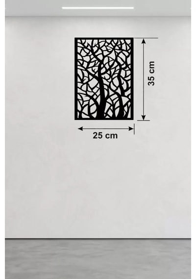 Soyut Ağaç Dalları Ahşap Duvar Tablosu - 25x35 Cm Lazer Kesim Dekoratif Pano