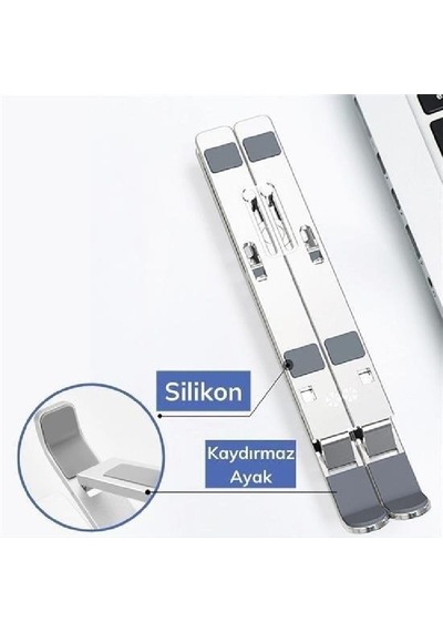 Alepera Electronic - Ayarlanabilir Laptop Standı - Alüminyum - 7 Kademeli - Gri Renk