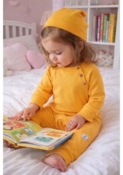 Babyhola Kız Erkek Bebek Tulum Bere Takım Pamuk Yaka Düğmeli İnterlok Reglan Kol 583 Turuncu Babyhola Kız Erkek Bebek Tulum Bere Takım Pamuk Yaka Düğmeli İnterlok Reglan Kol 583 Turuncu