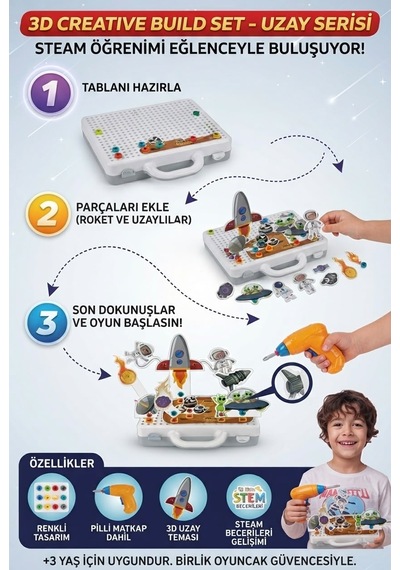 Oyuncak 3d Matkap Seti Söktak Uzay Serisi