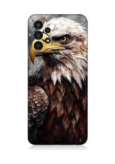 Samsung Galaxy A13 Uyumlu Silikon Kılıf Asil Beyaz Başlı Siyah Kartal