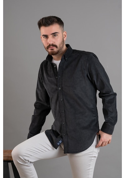 Dorss Slimfit Erkek İnce Fitilli Kadife Gömlek 001