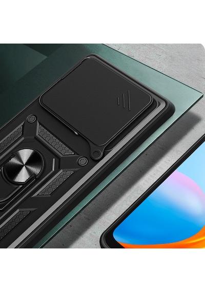 Xiaomi 14t Pro Kılıf Sürgülü Tank Zırh Yüzüklü Mıknatıslı Standlı Kapak S-vega
