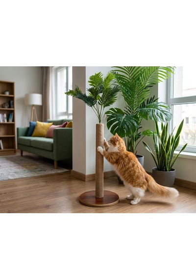Olive - M Doğal Ahşap Kedi Tırmalama Ağacı