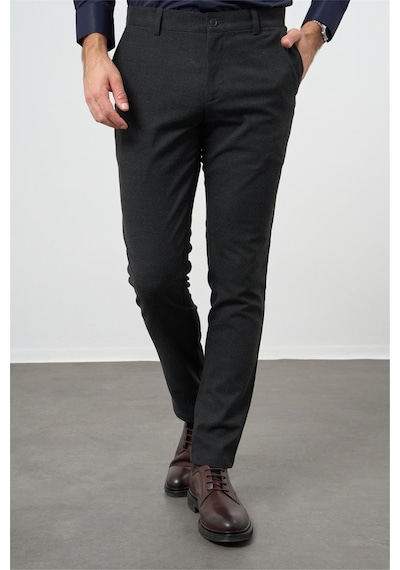 İmza Siyah Düz Gabardin Slim Fit Casual Pantolon 1003245108 Siyah