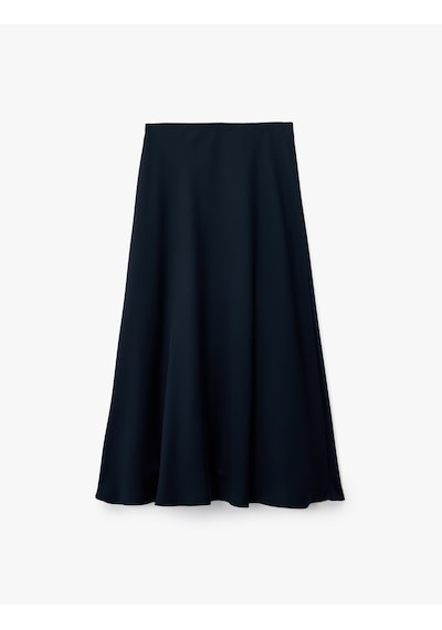 Koton Regular Fit Midi Boy Saten Kloş Etek Lacivert 6wak70042uw Lacivert