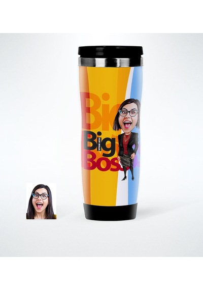 Kişiye Özel Kadın Big Boss Karikatürlü Çelik Termos Bardak - 2