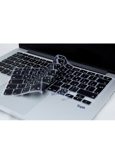 Laptop Apple Uyumlu MacBook Air Pro Klavye Koruyucu 13-15-17Inc Arabic Uk Baskı Siyah