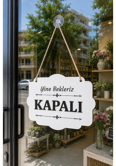 Çift Taraflı Mdfahşap Dükkan & Mağaza Kapı Yönlendirme Tabelası - Beyaz