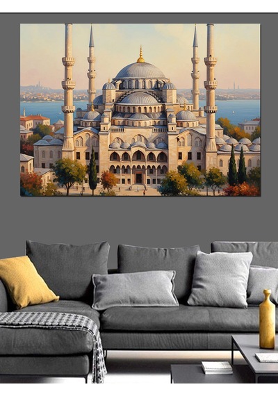 Ahşap Tablo İstanbul Camii Ve Şehir Görünümü