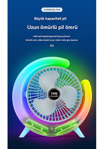 Usb Masaüstü Fanı Şarj Edilebilir Döngü Yüksek Rüzgar Fanı 000-mavi