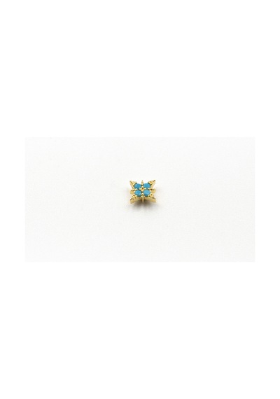 Turkuaz Taşlı Yıldız Tragus & Helix Piercing Gold Kaplama, Anti Alerjik, Kararma Yapmaz Çok Renkli