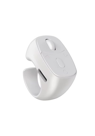 Microcase Tiktok Yüzüğü Bluetooth Akıllı Uzaktan Kumanda Sayfa Çevirici Video Kaydırma Parmağı Şarjlı Kumanda - Al5766 Beyaz