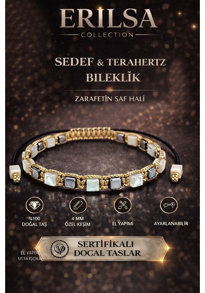 Sertifikalı Sedef Taşı Terahertz Bileklik - 4mm Küp Kesim Doğal T Çok Renkli