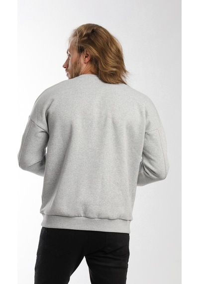 Polostate Erkek Bisiklet Yaka Karyoka Dikişli Sweatshirt Gri