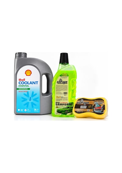 Shell Coolant Antifriz Mavi 3 Litre + Oto Şampuan 1000 Ml + Yıkama Süngeri