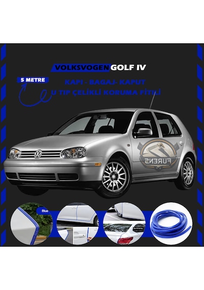Volksvogen Golf 4 Oto Araç Kapı Koruma Fitili 5 Metre Parlak Mavi Renk