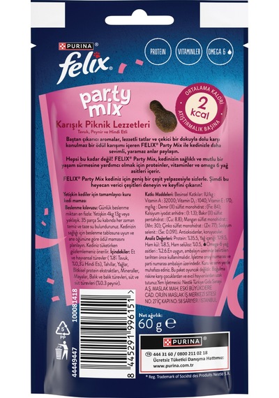 Felix Party Mix Karışık Piknik Lezzetleri Kedi Ödül Maması X8