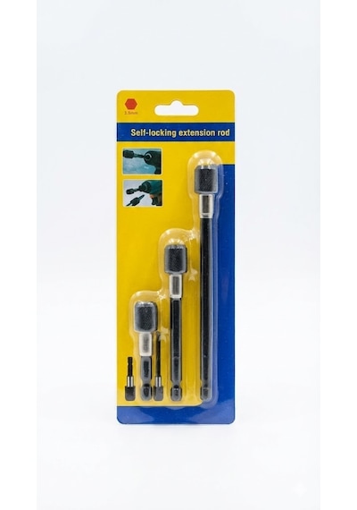 Manyetik Bits Uzatma Adaptörü Kilitli 3 Lü 1/4 - 60-100-150 Mm