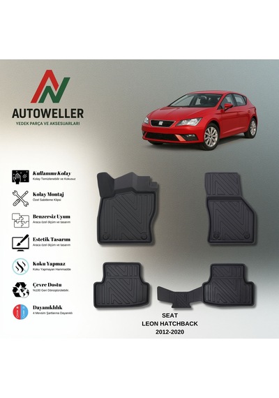 Seat Leon Hatchback 2012-2020 Uyumlu Havuzlu Oto Paspas