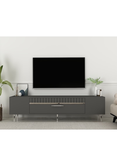 Bakü Tv Sehpası Tv Ünitesi 150 Cm Antrasit Gümüş