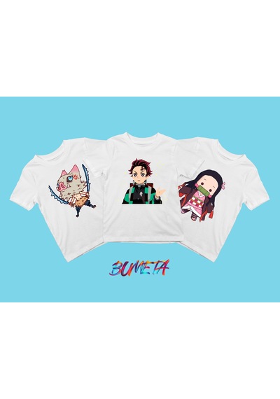 Bumeta Anime Cute Karakter Baskılı Çocuk Tişört 3 Lü Set Beyaz