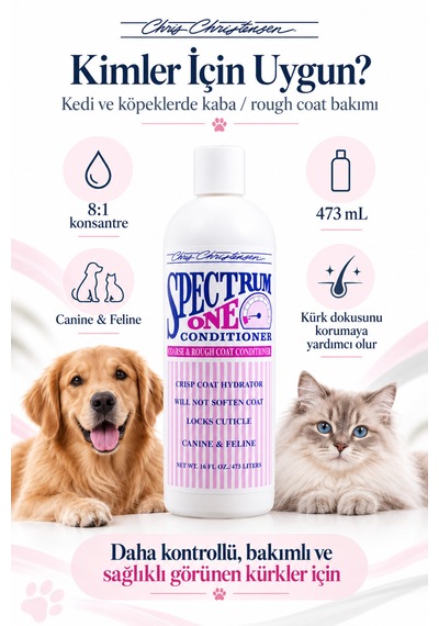 Chris Christensen Sp One 8:1 Konsantre Kaba Ve Yıpranmış Kürkler İçin Kedi Köpek Tüy Kremi 473 Ml