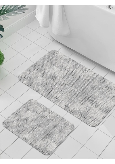 Dijital Baskılı Yıkanabilir Kaymaz Taban 2li Banyo Halısı Paspas Klozet Takımı 6097b