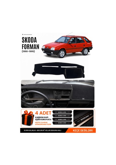Skoda Forman 1990-1995 Uyumlu Torpido Koruma, Torpido Örtüsü, Torpido Kılıfı - Siyah - Sk003