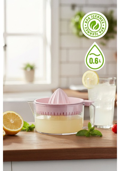Hazneli Ve Ölçü Göstergeli Limon Ve Narenciye Sıkacağı, 0.60 L - Pembe Plastik Diğer
