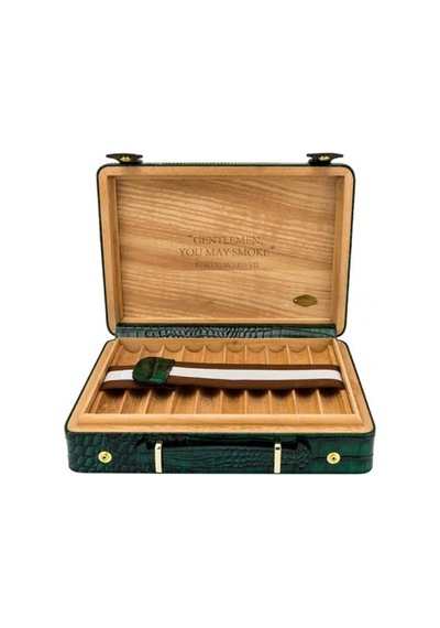 Croco Desen Seyahat Puro Kutusu Humidor İçi Sedir Yeşil 18's