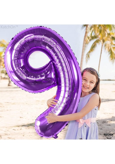 9 Dokuz Rakam Mor Folyo Balon 32"-34" Inc 80 cm
