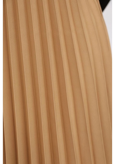 Lodmela Beli Lastikli Piliseli Etek 6017-camel Camel