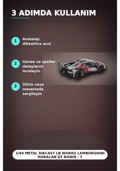 1/64 Metal Diecast Lb Works Lamborghini Huracan Gt Ronin - Tekli Koleksiyonluk Model Araba Bx-313399