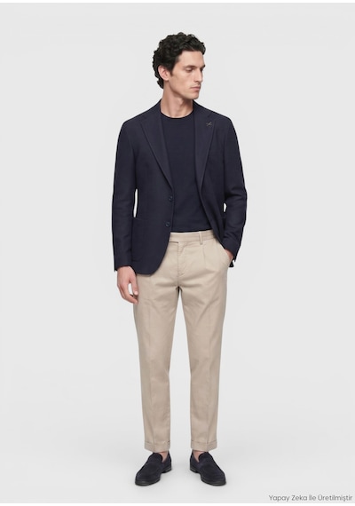 Ramsey Açık Lacivert Shirt Shoulder Slim Fit Yün Karışımlı Ceket