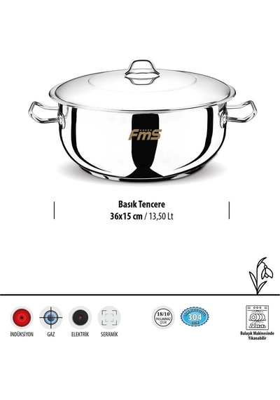 Fms 2007 Çelik Basık Tencere 36x13cm 14lt
